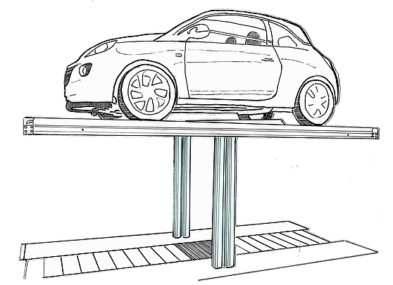 Beispiel einer technischen Zeichnung Automotive / Hebebühne